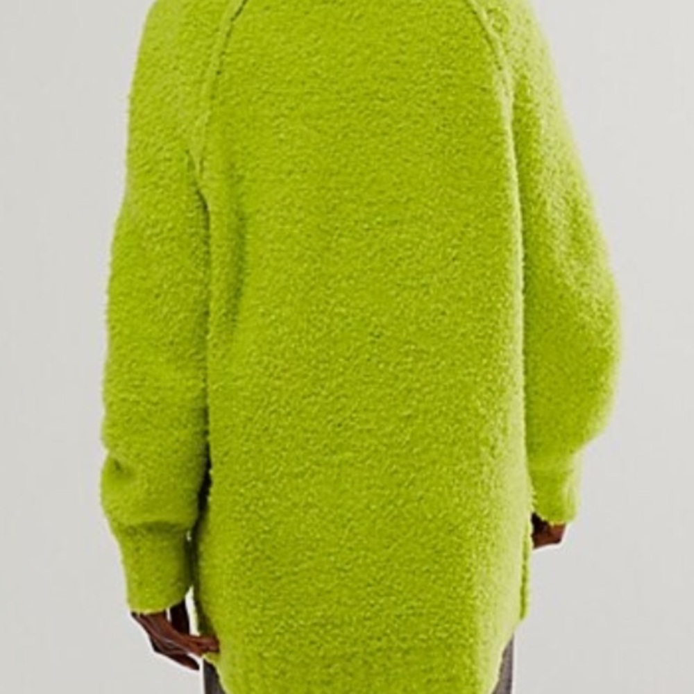 NWT! Free People lime green teddy fuzzy sweater pullover S - Picture 2 of 4
